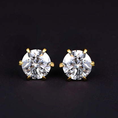 18K Gold Plated D-Color Moissanite Stud Earrings