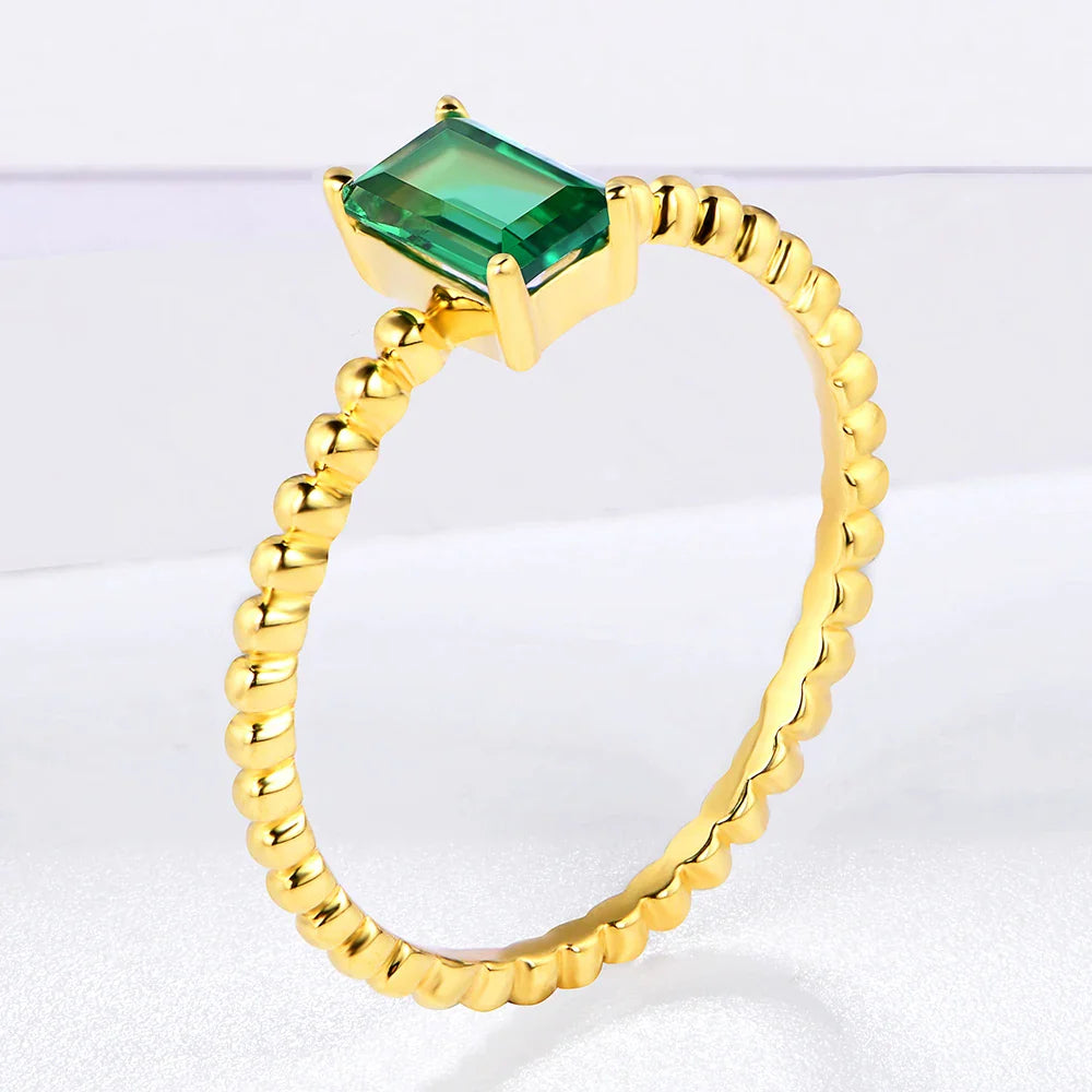 Sterling Silver Emerald Ring