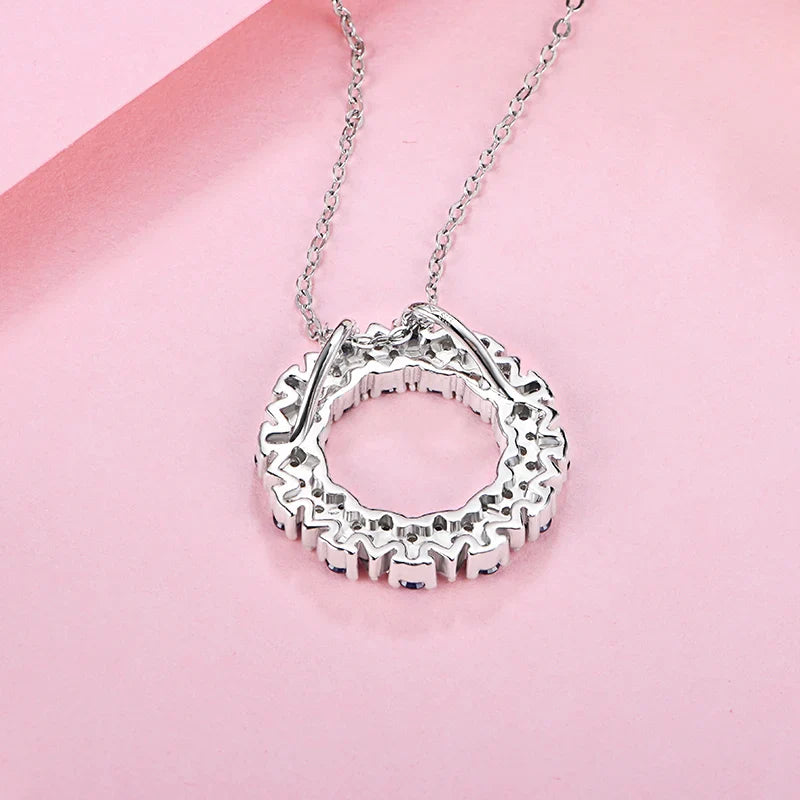 Sterling Silver Blue Sapphire Halo Pendant Necklace