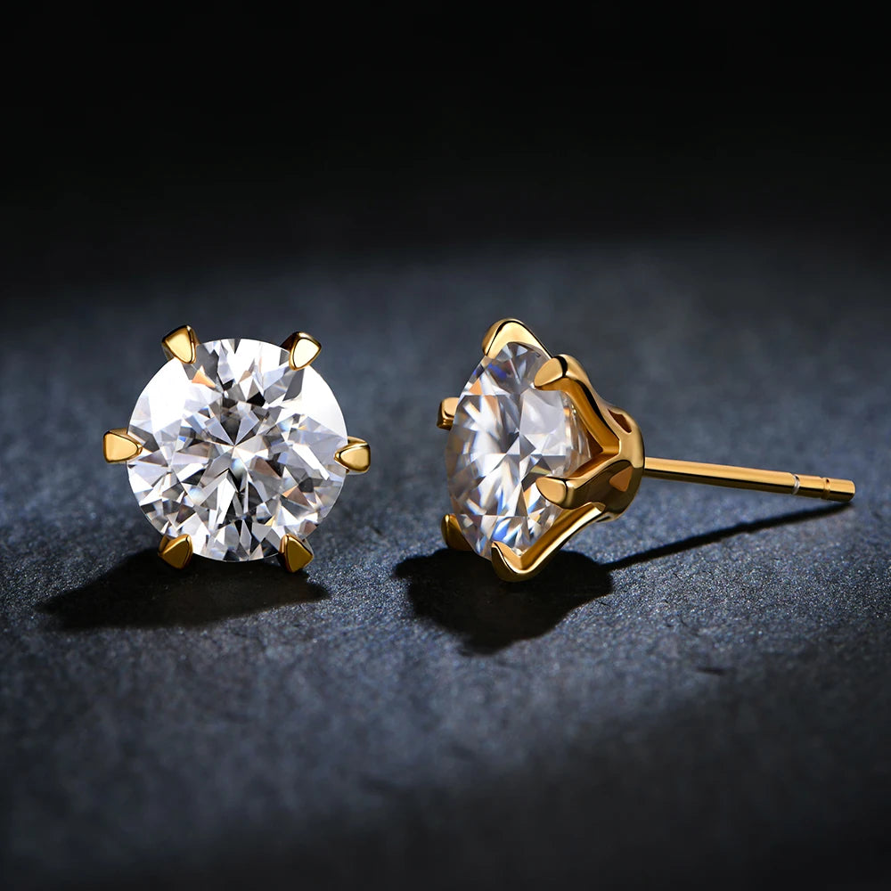 18K Gold Plated D-Color Moissanite Stud Earrings