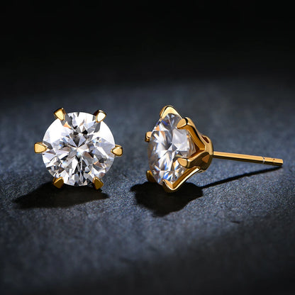 18K Gold Plated D-Color Moissanite Stud Earrings
