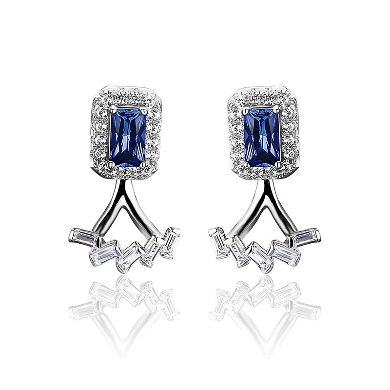 Sterling Silver Blue Sapphire Stud Earrings