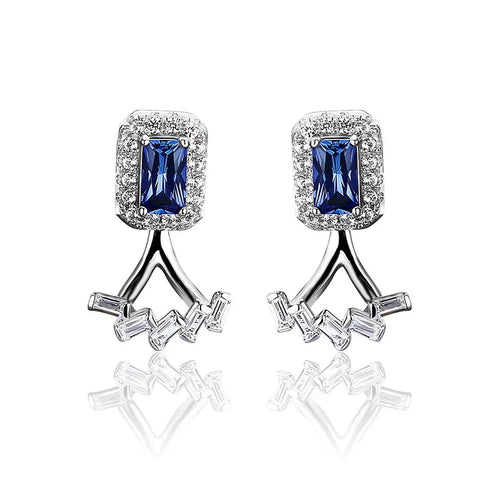 Sterling Silver Blue Sapphire Stud Earrings
