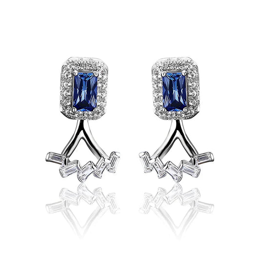 Sterling Silver Blue Sapphire Stud Earrings