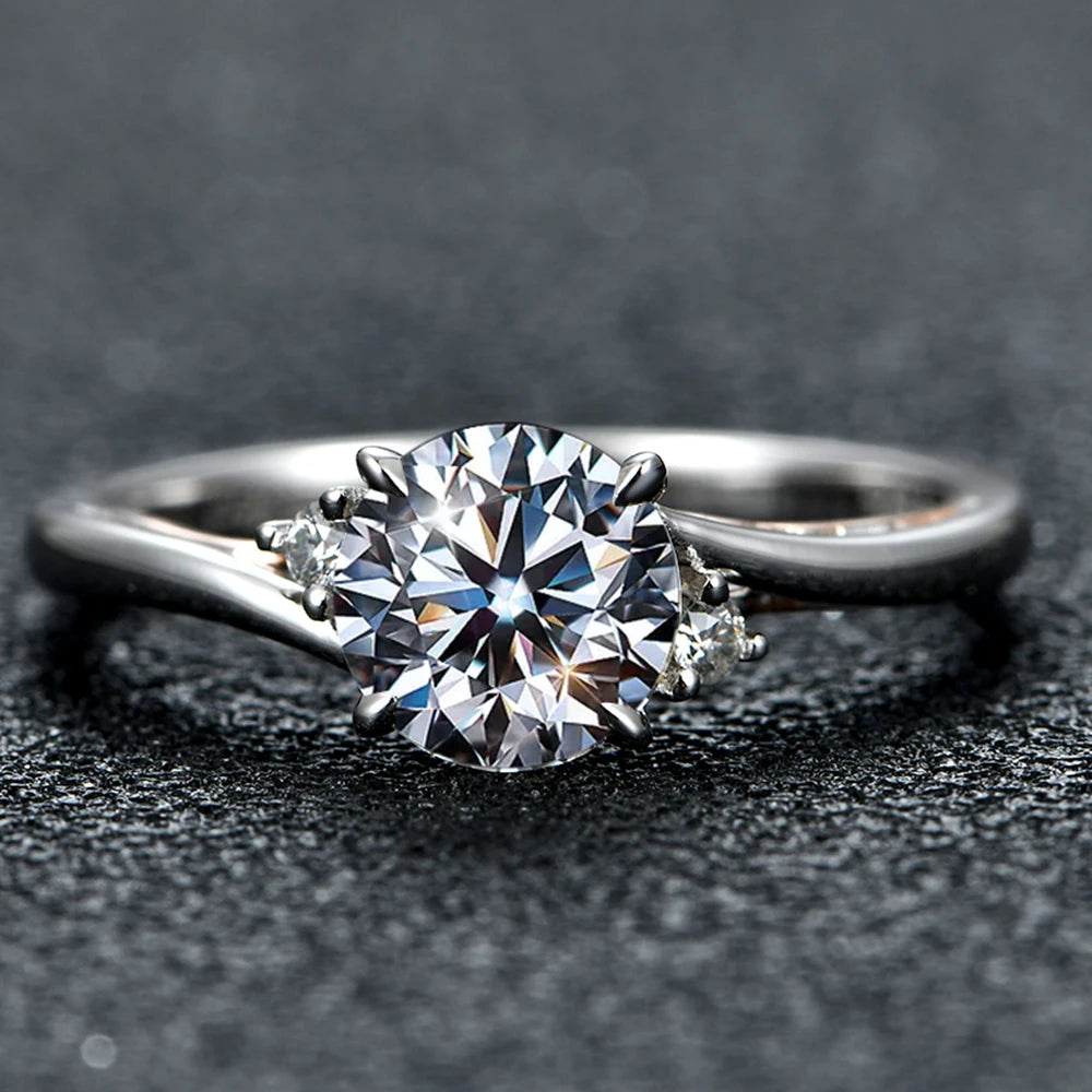 925 Silver 18K Rose Gold Plated Moissanite Diamond Ring