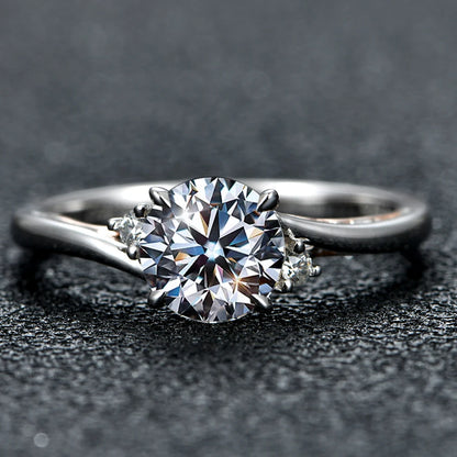 925 Silver 18K Rose Gold Plated Moissanite Diamond Ring
