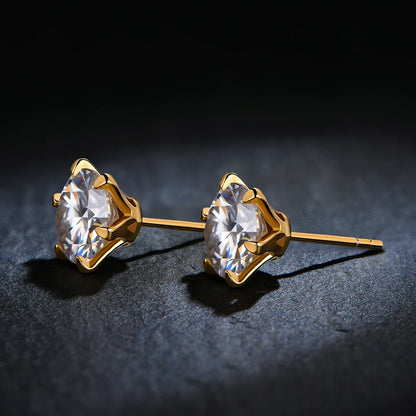 18K Gold Plated D-Color Moissanite Stud Earrings