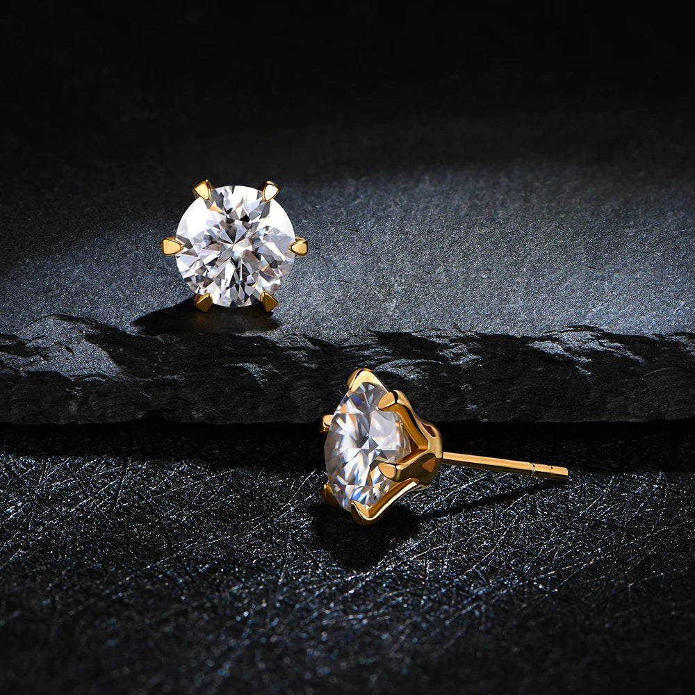 18K Gold Plated D-Color Moissanite Stud Earrings