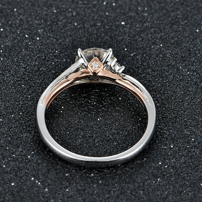 925 Silver 18K Rose Gold Plated Moissanite Diamond Ring