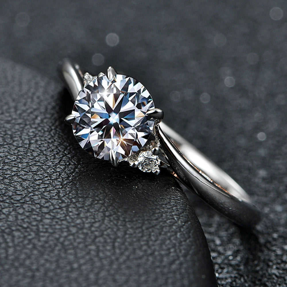925 Silver 18K Rose Gold Plated Moissanite Diamond Ring