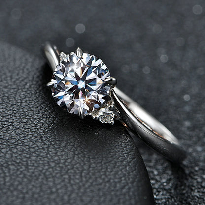 925 Silver 18K Rose Gold Plated Moissanite Diamond Ring