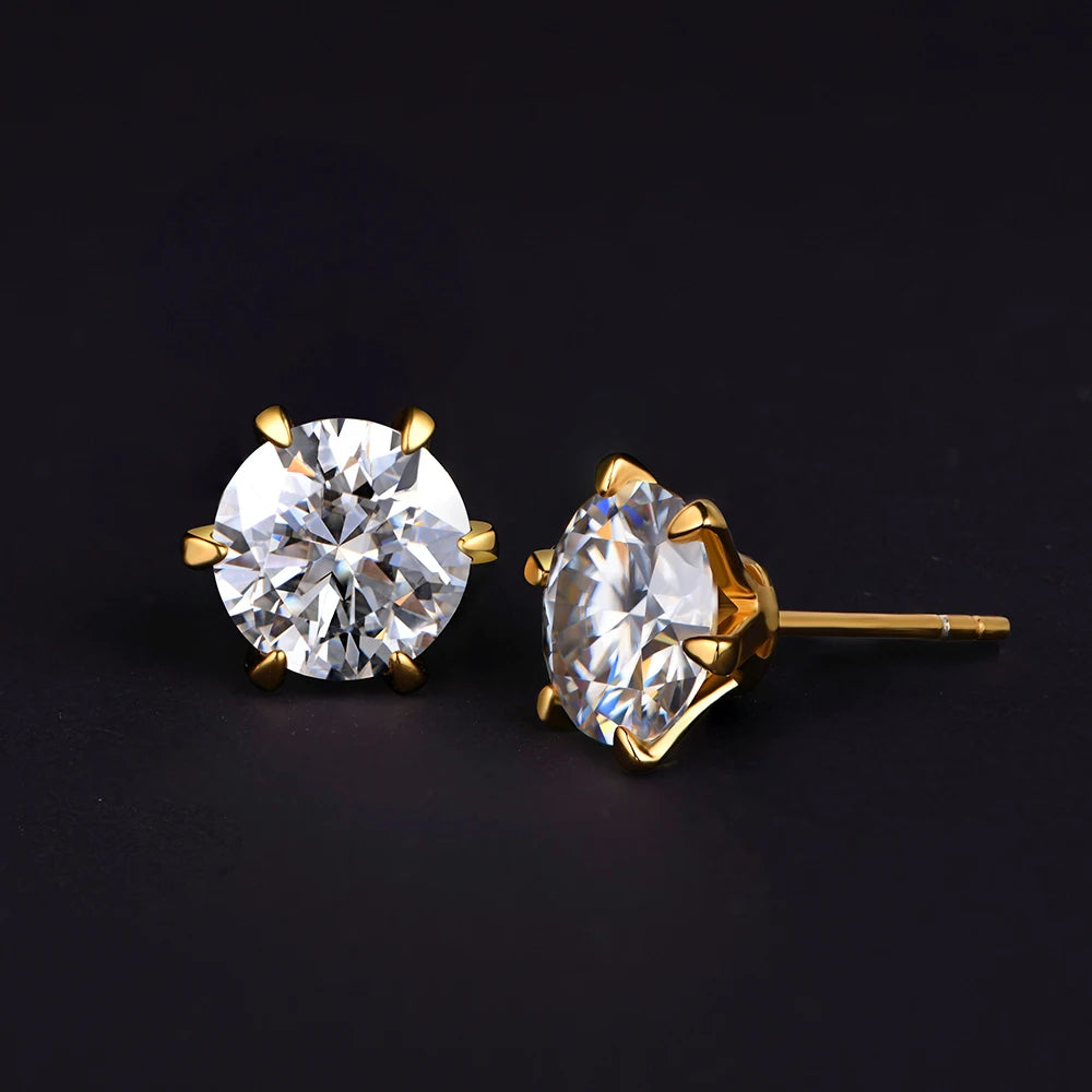 18K Gold Plated D-Color Moissanite Stud Earrings