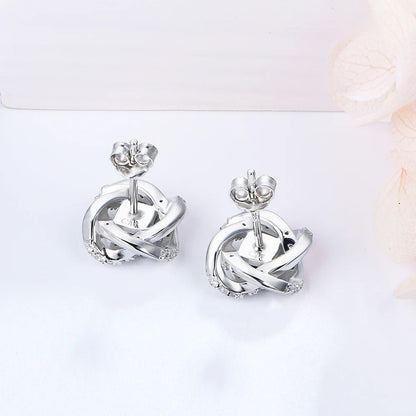 Vintage Sterling Silver Emerald & Diamond Stud Earrings