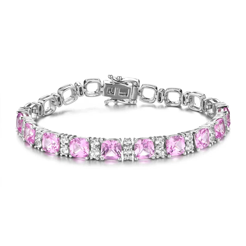 Sterling Silver Blue Spinel Tennis Bracelet