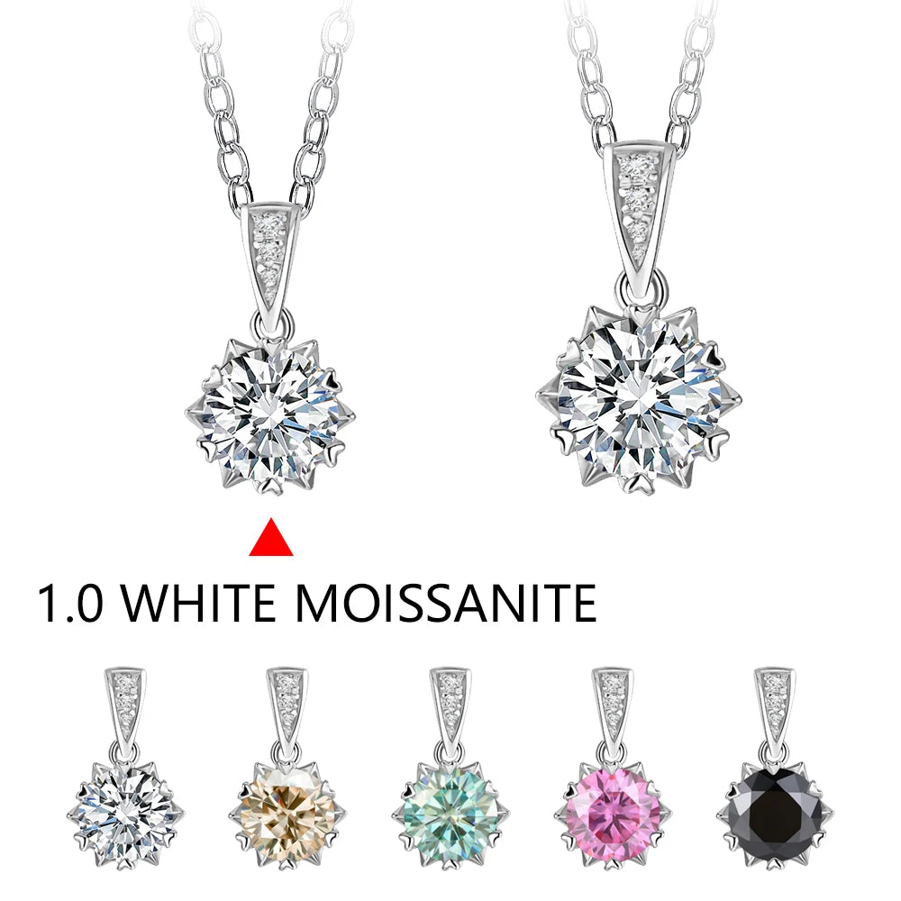 1 Carat Round Brilliant Cut D-Color Pendant Necklace