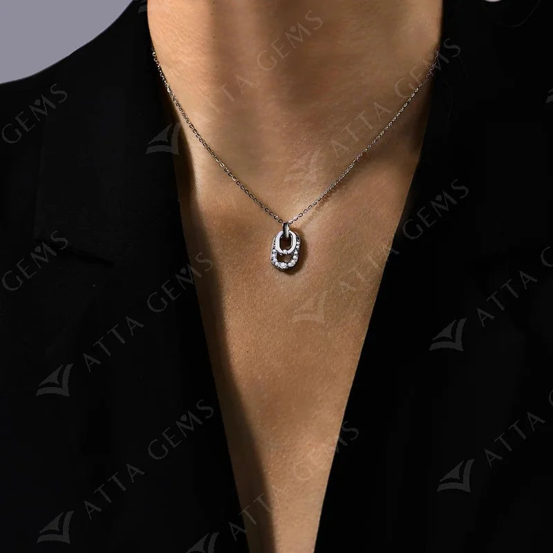 Luxury Round Cut 2.2mm Moissanite Pendant Necklace