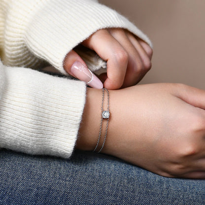 1.0CT Round Cut Moissanite Bracelet