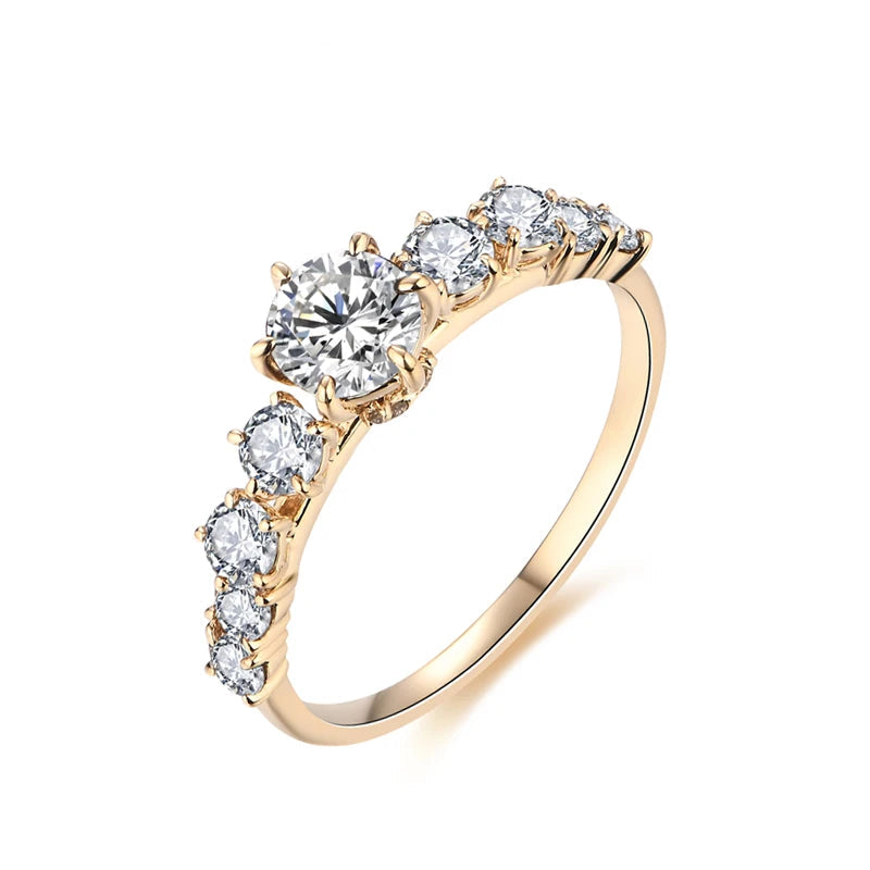 Solid 10K Round Cut Moissanite Ring