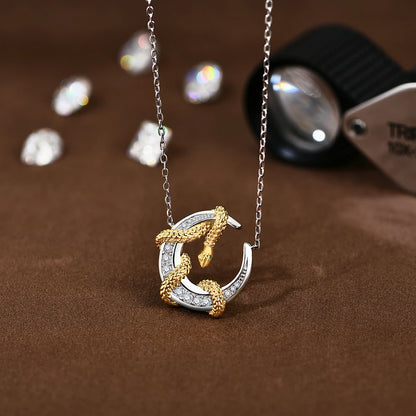 Luxury Moissanite Moon & Snake Necklace