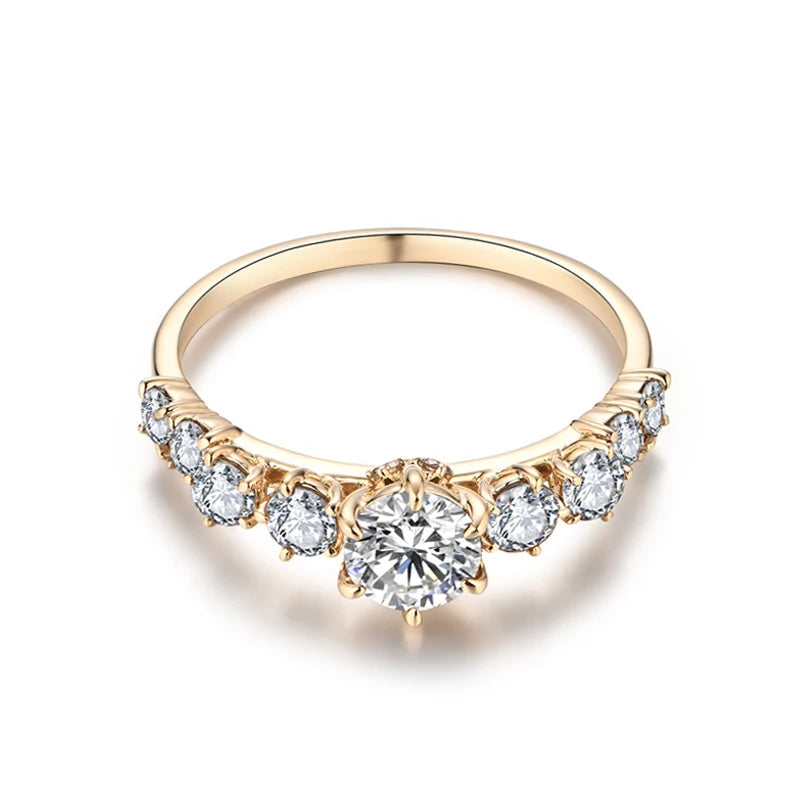 Solid 10K Round Cut Moissanite Ring