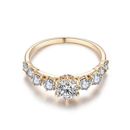 Solid 10K Round Cut Moissanite Ring