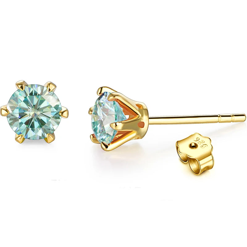 18K Gold Plated D-Color Moissanite Stud Earrings