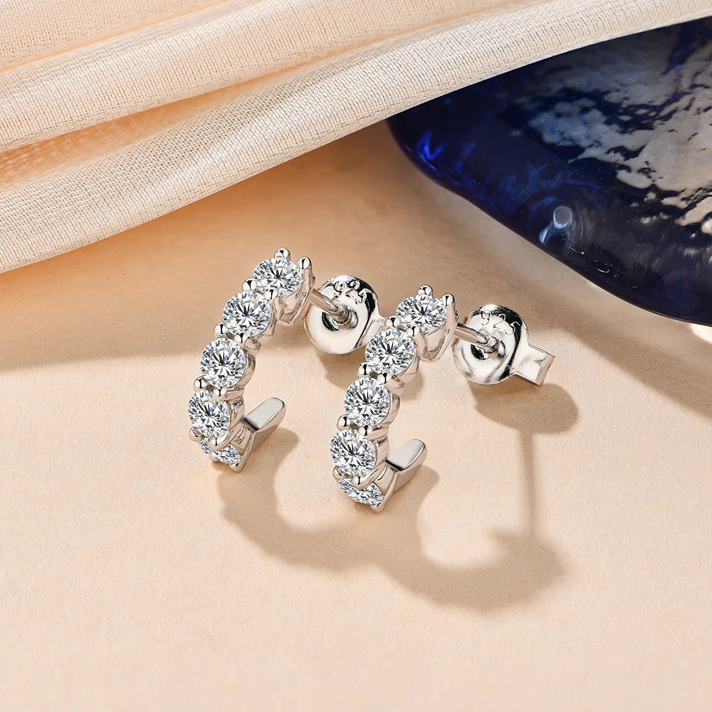 3.0mm Round Moissanite Hoop Stud Earrings