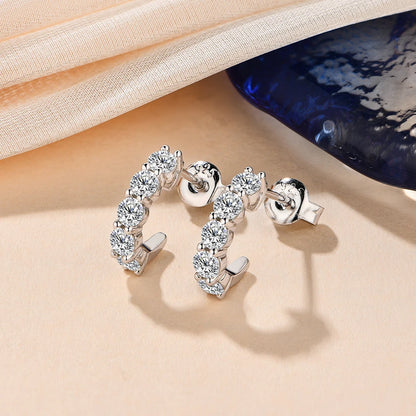 3.0mm Round Moissanite Hoop Stud Earrings