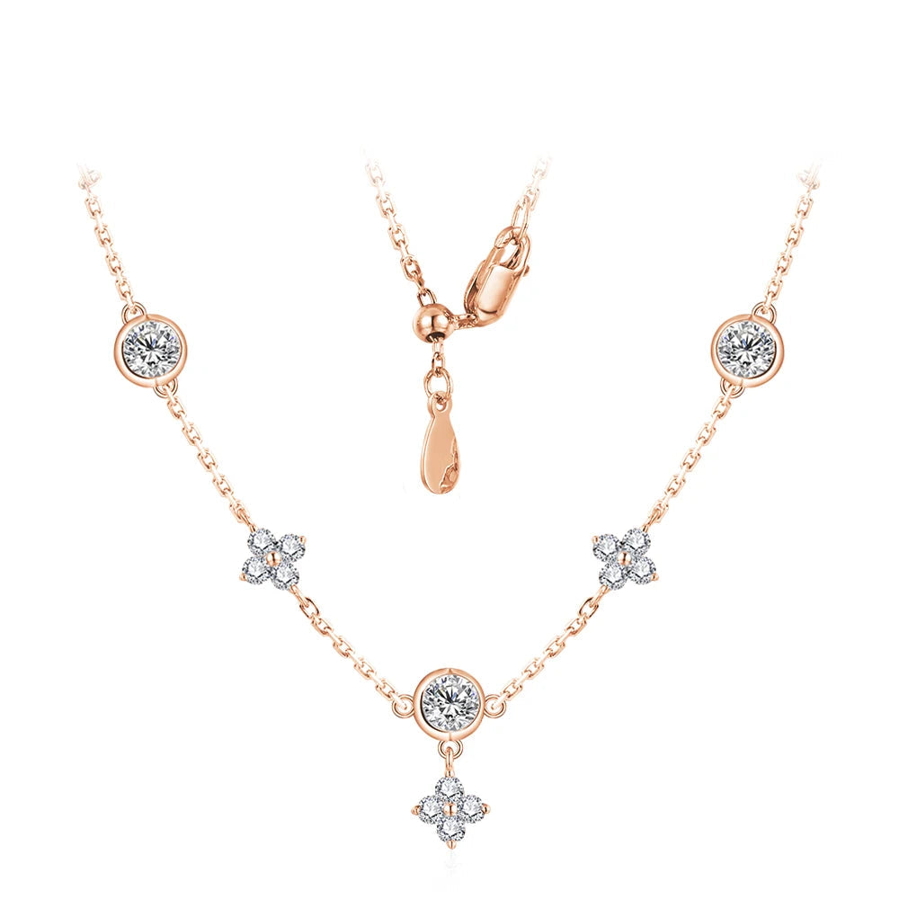 Luxury D-Color Flower Pendant Necklace