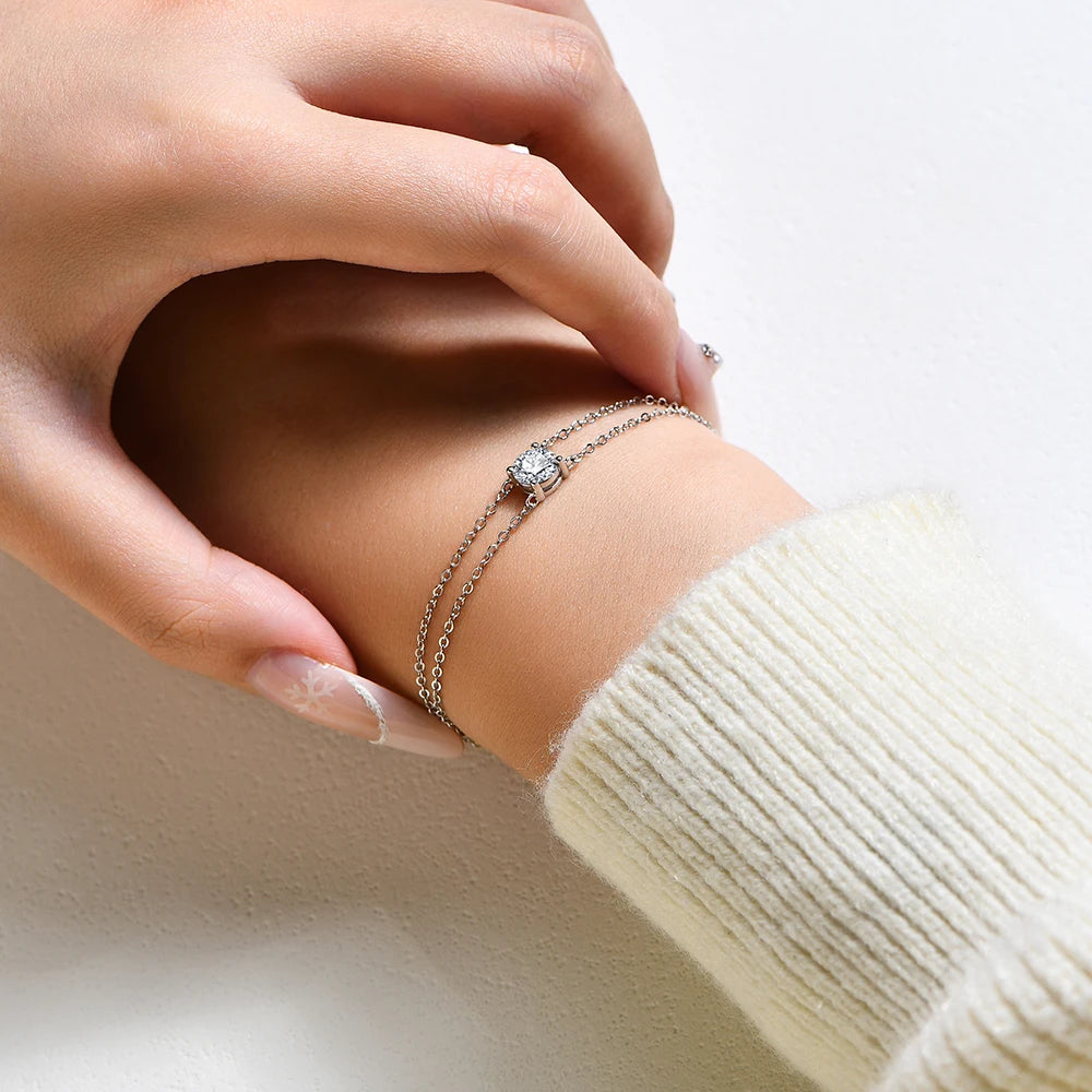 1.0CT Round Cut Moissanite Bracelet