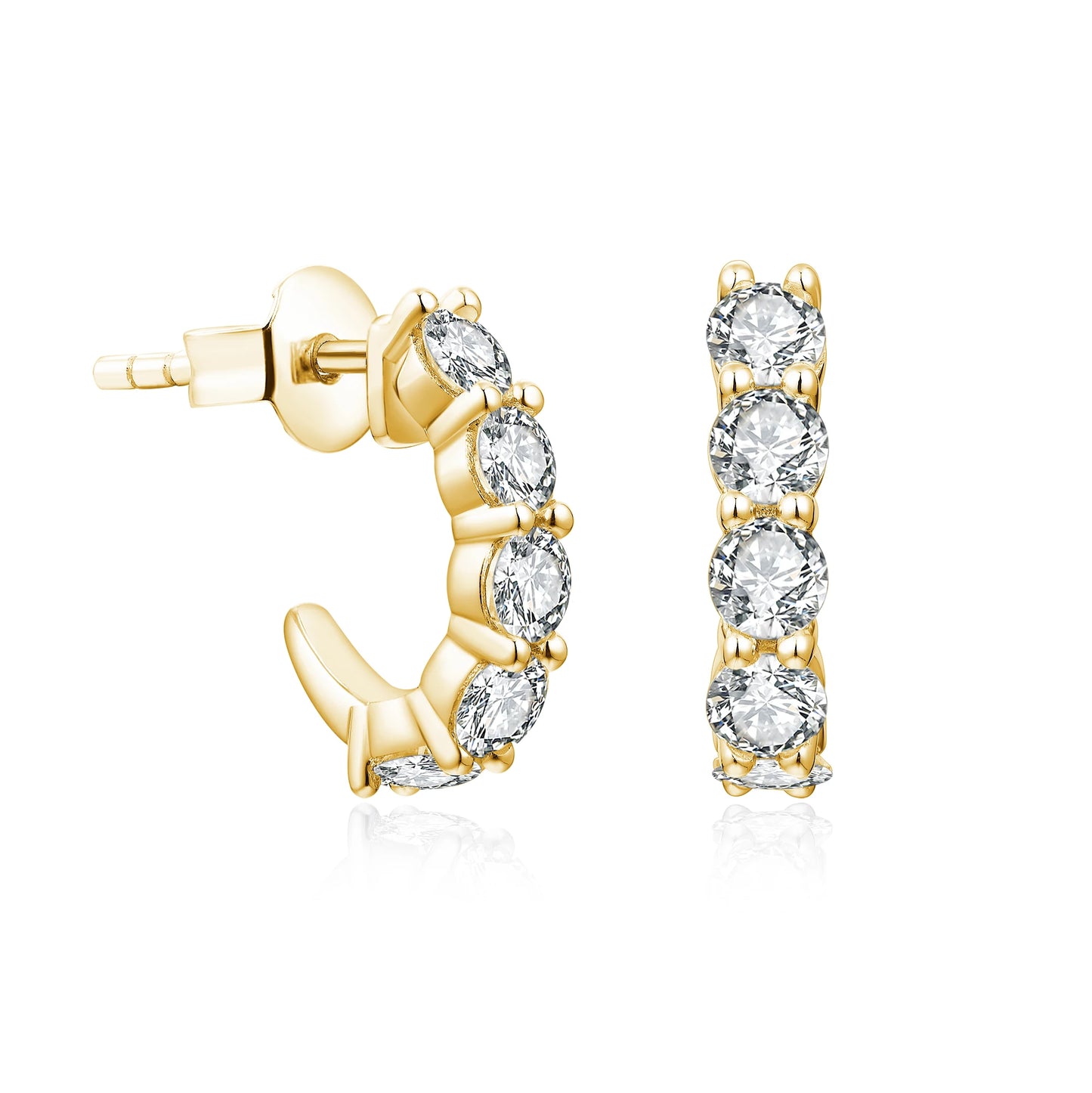 3.0mm Round Moissanite Hoop Stud Earrings
