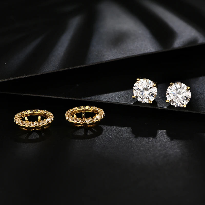 1.0 Carat D-Color Moissanite Detachable Stud Earrings