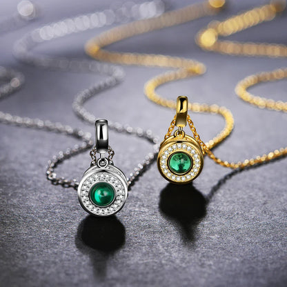 18K Gold Plated Sterling Silver Emerald Pendant Necklace