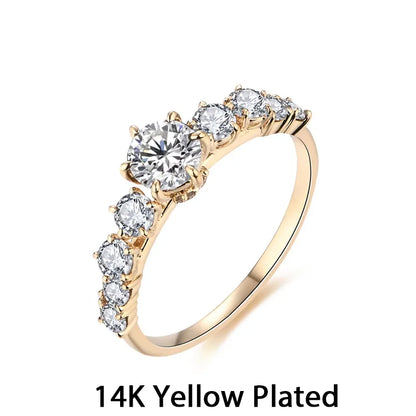 Solid 10K Round Cut Moissanite Ring
