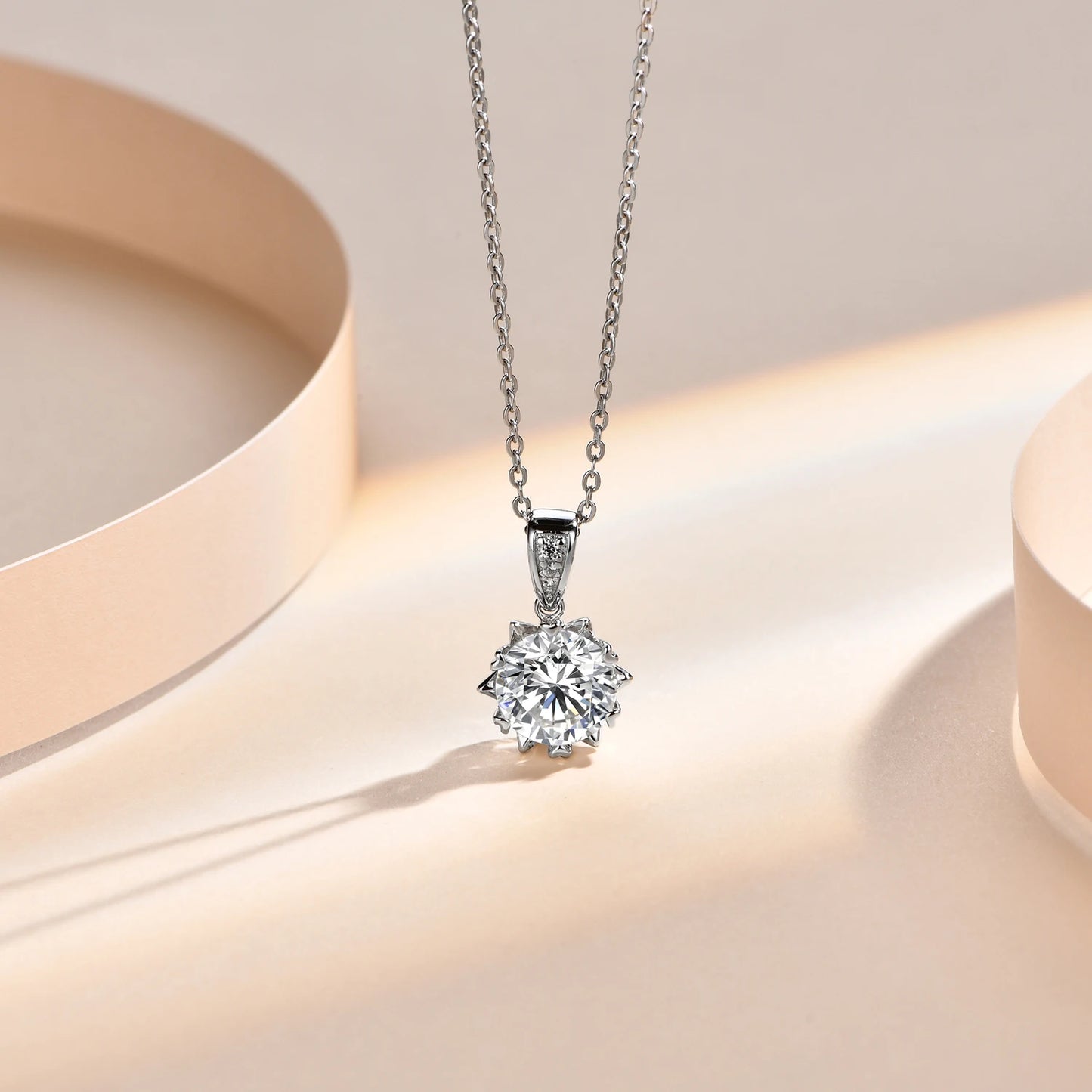 1 Carat Round Brilliant Cut D-Color Pendant Necklace
