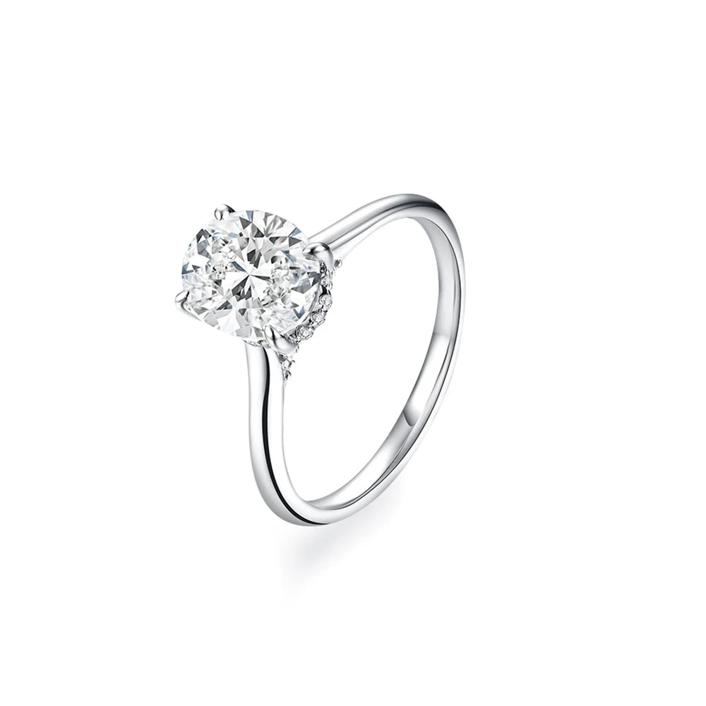 Oval Cut 9×7mm 2CT D VVS1 Moissanite Ring