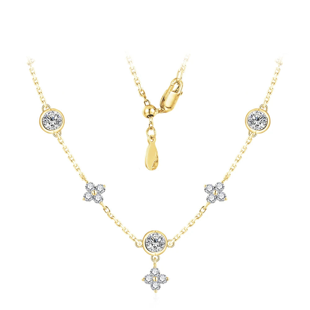 Luxury D-Color Flower Pendant Necklace