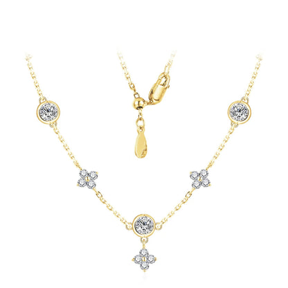 Luxury D-Color Flower Pendant Necklace