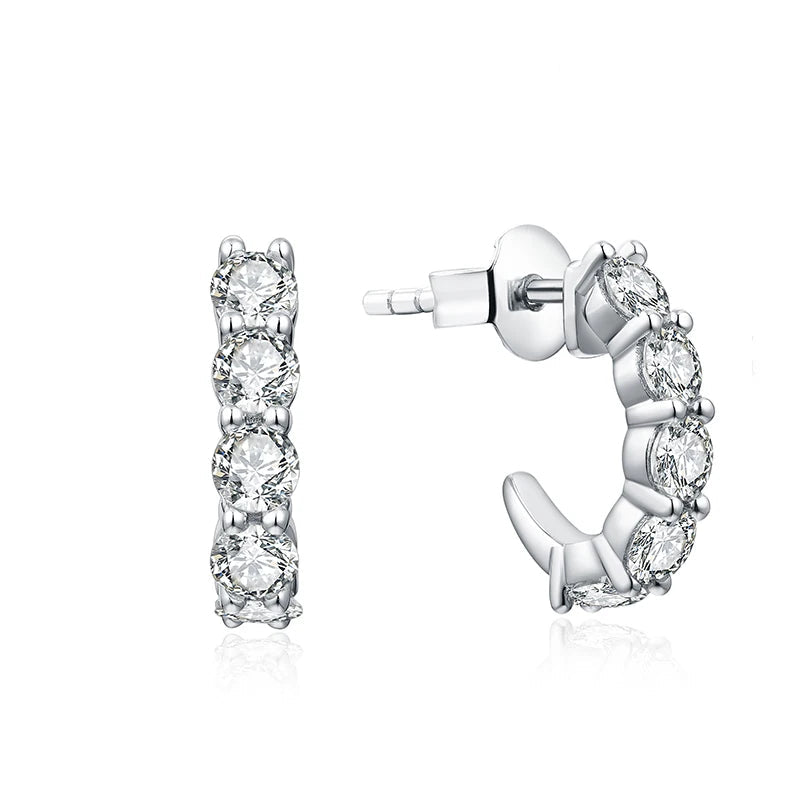 3.0mm Round Moissanite Hoop Stud Earrings