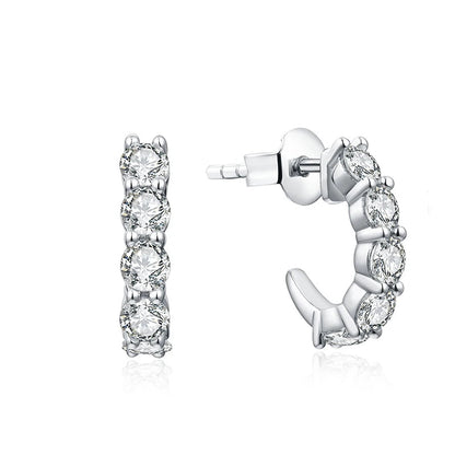 3.0mm Round Moissanite Hoop Stud Earrings