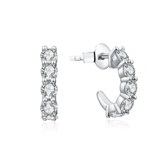 3.0mm Round Moissanite Hoop Stud Earrings