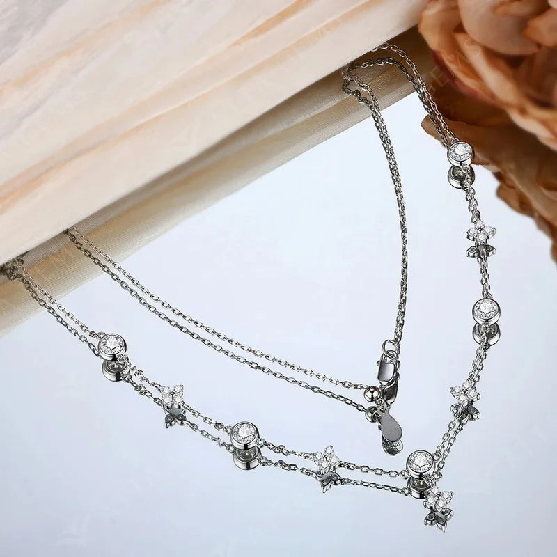 Luxury D-Color Flower Pendant Necklace