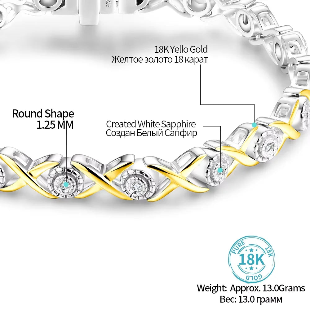 Sterling Silver 18K Gold Plated Tennis Bracelet