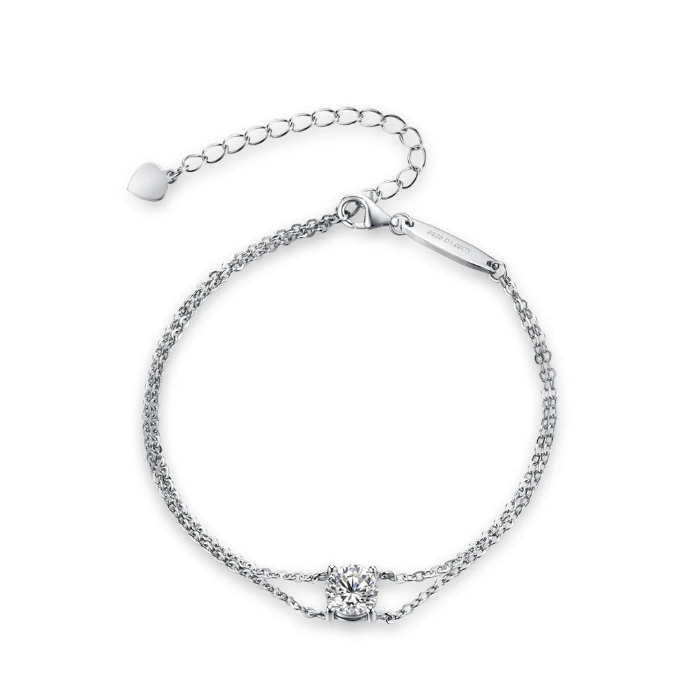 1.0CT Round Cut Moissanite Bracelet