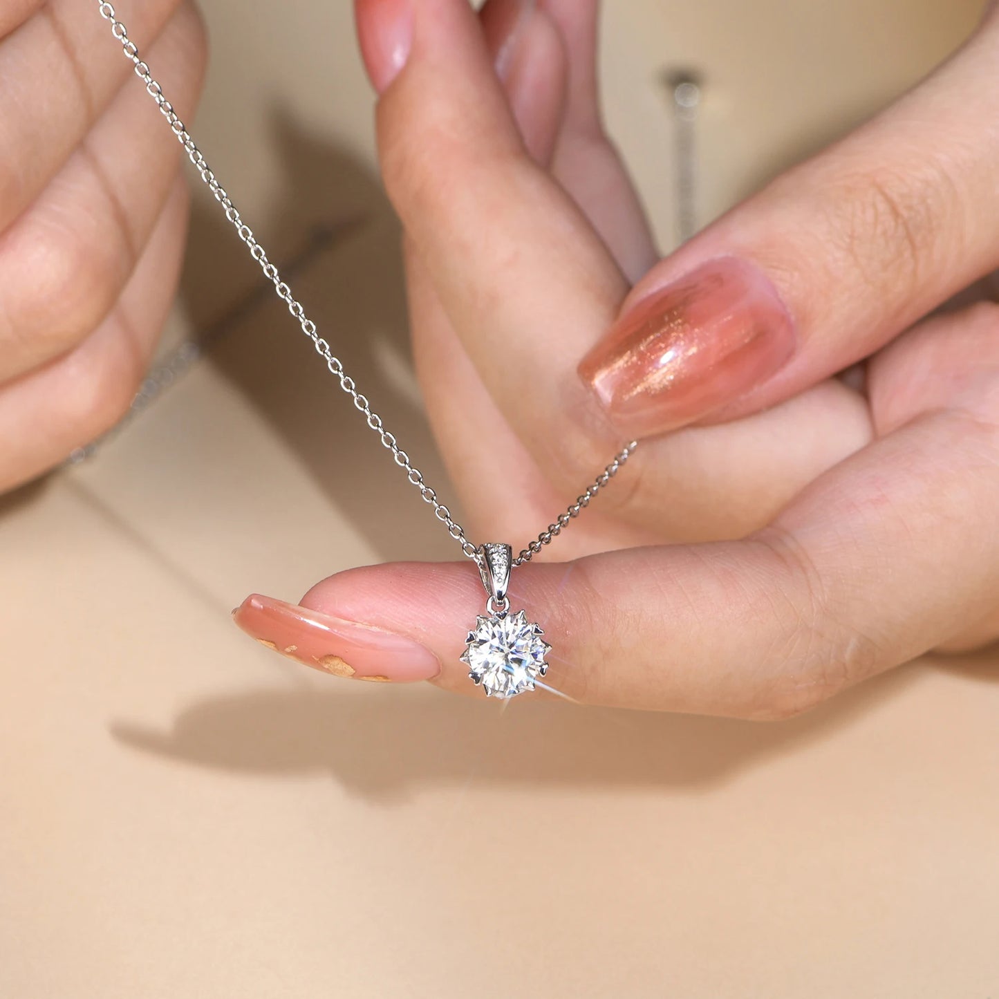 1 Carat Round Brilliant Cut D-Color Pendant Necklace