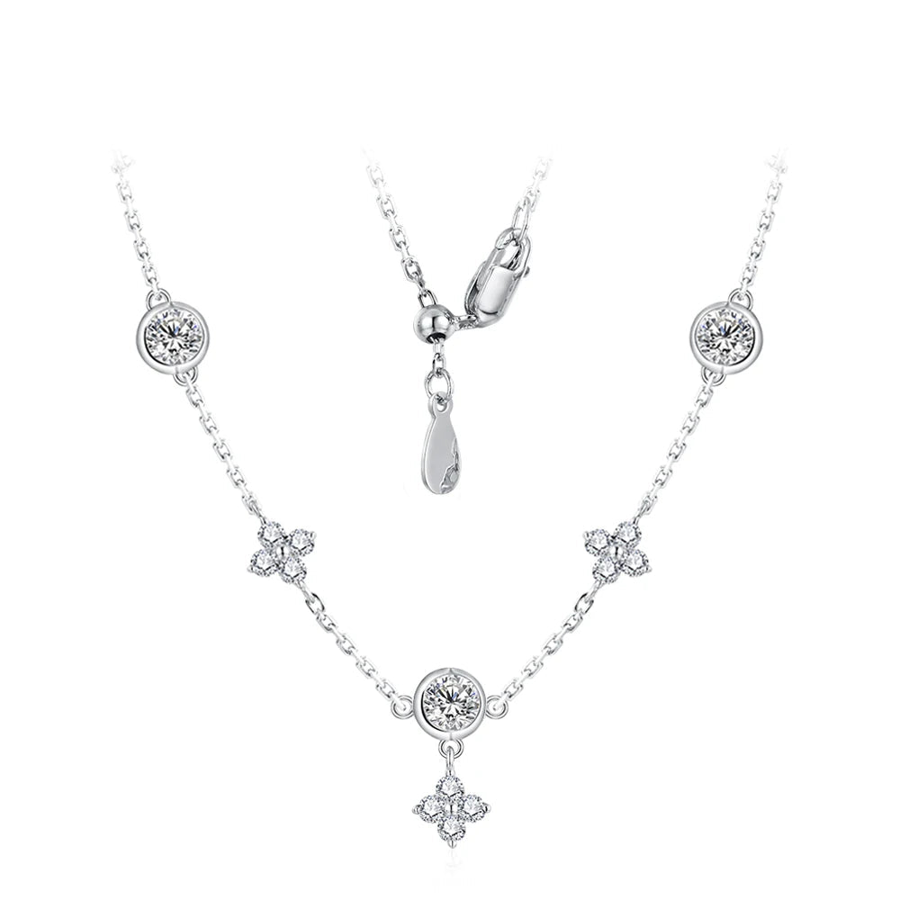 Luxury D-Color Flower Pendant Necklace