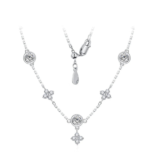 Luxury D-Color Flower Pendant Necklace