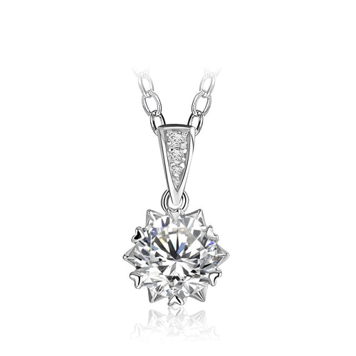1 Carat Round Brilliant Cut D-Color Pendant Necklace