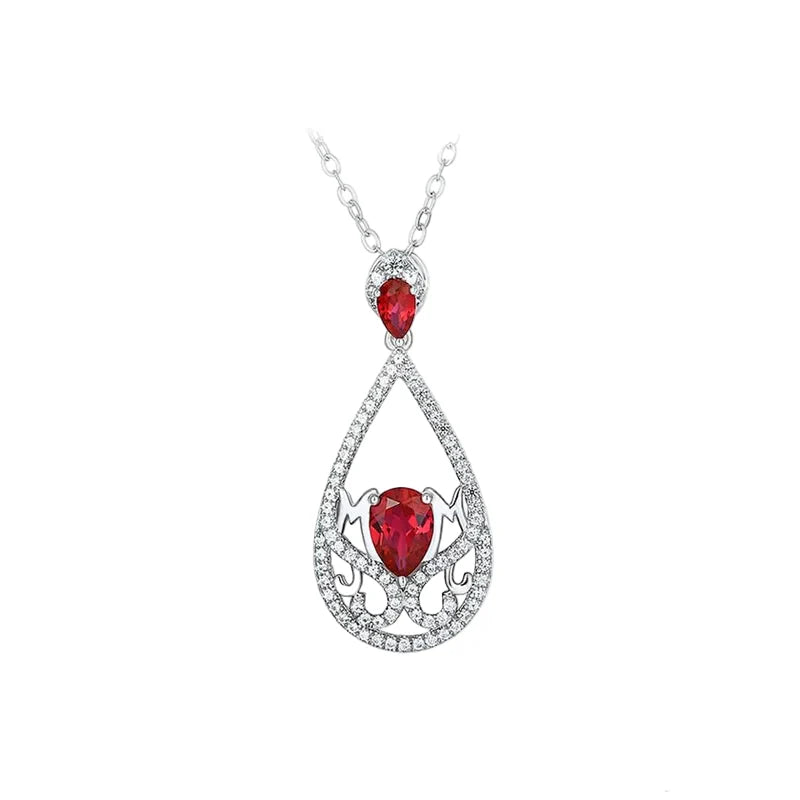 Sterling Silver Ruby Pendant Necklace