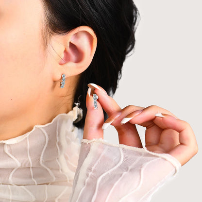 3.0mm Round Moissanite Hoop Stud Earrings